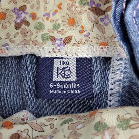 LIKU embroidered butterfly overalls one piece denim ruffle 6-9 months‎ - Picture 5 of 7